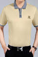 Beige and Grey Plus Size Polo Placket Front Knitted Linking Contrast Men Shirt for Casual Office
