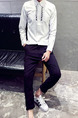 White Shirt Cardigan Contrast Linking Bottom Up Long Sleeve Men Shirt for Casual Office