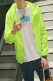 Neon Green Plus Size Hooded Transparent Sun Protection Men Jacket for Casual