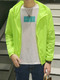 Neon Green Plus Size Hooded Transparent Sun Protection Men Jacket for Casual
