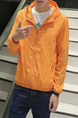 Orange Plus Size Hooded Transparent Sun Protection Men Jacket for Casual