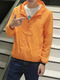 Orange Plus Size Hooded Transparent Sun Protection Men Jacket for Casual
