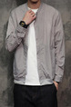 Grey Plus Size Jacket Stand Collar Sun Protection Buttons Decoration Men Jacket for Casual