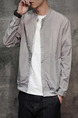 Grey Plus Size Jacket Stand Collar Sun Protection Buttons Decoration Men Jacket for Casual