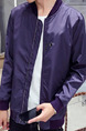 Purple Plus Size Jacket Stand Collar Zipper Ribbed Men Jacket for Casual