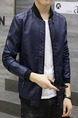 Blue Plus Size Jacket Linking Stand Collar Water-Proof Zipper Men Jacket for Casual