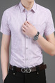 Pink Plus Size Shirt Grid Cardigan Slim Bottom Up Men Shirt for Casual Office

