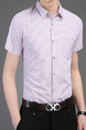 Pink Plus Size Shirt Grid Cardigan Slim Bottom Up Men Shirt for Casual Office