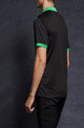 Black and Green Plus Size Polo Placket Front Knitted Mesh Contrast Linking Men Shirt for Casual