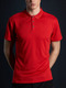 Red Plus Size Polo Placket Front Knitted Mesh Men Shirt for Casual