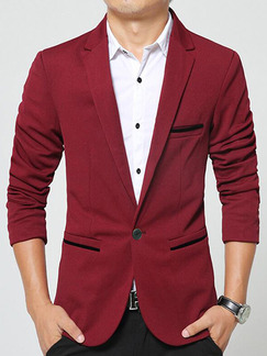 Red Plus Size Contrast Tailored Collar One Button Men Coat for Formal