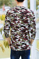 Black Green and Brown Plus Size Knitted Slim Round Neck Camouflage Men Shirt for Casual