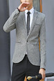 Grey Leisure Plus Size Tailored Collar Plaid One Button  Men Coat for Formal