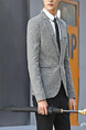 Grey Leisure Plus Size Tailored Collar Plaid One Button  Men Coat for Formal