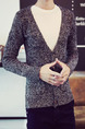 Grey Plus Size Knitted V Neck Cardigan Buttons Pockets Thread Men Cardigan for Casual