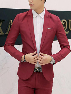 Red Plus Size Slim Tailored Neck One Button  Men Coat for Formal