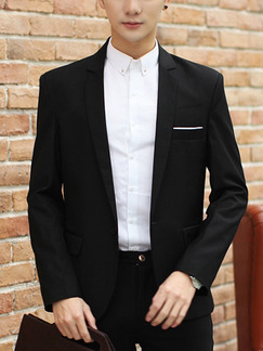 Black Plus Size Slim Tailored Neck One Button Men Coat for Formal
