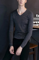 Grey Knitted Slim Plus Size V Neck Hedging Men Sweater for Casual