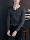 Grey Knitted Slim Plus Size V Neck Hedging Men Sweater for Casual
