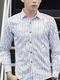 White and Black Plus Size Slim Vertical Stripe Lapel Buttons Long Sleeve Men Shirt for Casual Office
