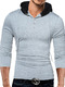Grey and Black Plus Size Slim Hooded Drawstring Buttons Neck Long Sleeve Men Hoodie for Casual
