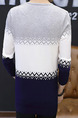 Blue White and Grey Plus Size Slim Knitting Contrast V Neck  Men Sweater for Casual