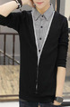 Black Plus Size Slim Seem-Two Grid Lapel Buttons Long Sleeve Men Shirt for Casual