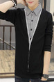 Black Plus Size Slim Seem-Two Grid Lapel Buttons Long Sleeve Men Shirt for Casual
