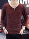 Red Plus Size Slim V Neck Long Sleeve Men Shirt for Casual
