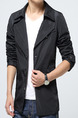 Black Plus Size Slim Lapel Buttons Pockets Long Sleeve Men Jacket for Casual