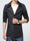 Black Plus Size Slim Lapel Buttons Pockets Long Sleeve Men Jacket for Casual
