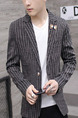 Black Plus Size Slim Stripe Lapel Button Pockets Long Sleeve Men Jacket for Casual Party