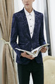 Blue Plus Size Slim Camouflage Lapel Pockets Button Long Sleeve Men Suit for Evening Office Party
