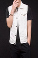 White Plus Size Slim Lapel Pockets Single-Breasted Men Vest for Casual