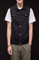 Black Plus Size Slim Lapel Pockets Single-Breasted Men Vest for Casual