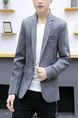 Grey Plus Size Suede Slim Lapel Pockets Button Long Sleeve Men Suit for Evening Office
