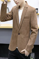 Brown Plus Size Suede Slim Lapel Pockets Button Long Sleeve Men Suit for Evening Office