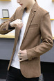 Brown Plus Size Suede Slim Lapel Pockets Button Long Sleeve Men Suit for Evening Office
