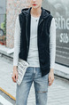 Black Plus Size Slim Drawstring Hooded Pockets Men Vest for Casual
