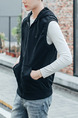 Black Plus Size Slim Drawstring Hooded Pockets Men Vest for Casual