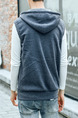 Grey Plus Size Slim Drawstring Hooded Pockets Men Vest for Casual