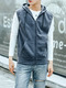 Grey Plus Size Slim Drawstring Hooded Pockets Men Vest for Casual
