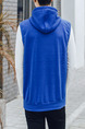 Blue Plus Size Slim Drawstring Hooded Pockets  Men Vest for Casual