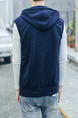 Blue Plus Size Slim Drawstring Hooded Pockets  Men Vest for Casual