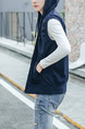 Blue Plus Size Slim Drawstring Hooded Pockets  Men Vest for Casual