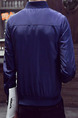 Blue Plus Size Slim Stand Collar Zipper Front Pockets Long Sleeve Men Jacket for Casual