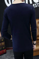 Blue Plus Size Slim V Neck Grid Long Sleeve Men Sweater for Casual