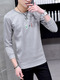 Grey Plus Size Slim Round Neck Located Printing Long Sleeve Men Sweater for Casual
