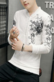 White and Black Plus Size Slim Contrast Located Printing Stand Collar Zipper Long Sleeve Men Sweater for Casual