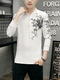 White and Black Plus Size Slim Contrast Located Printing Stand Collar Zipper Long Sleeve Men Sweater for Casual
